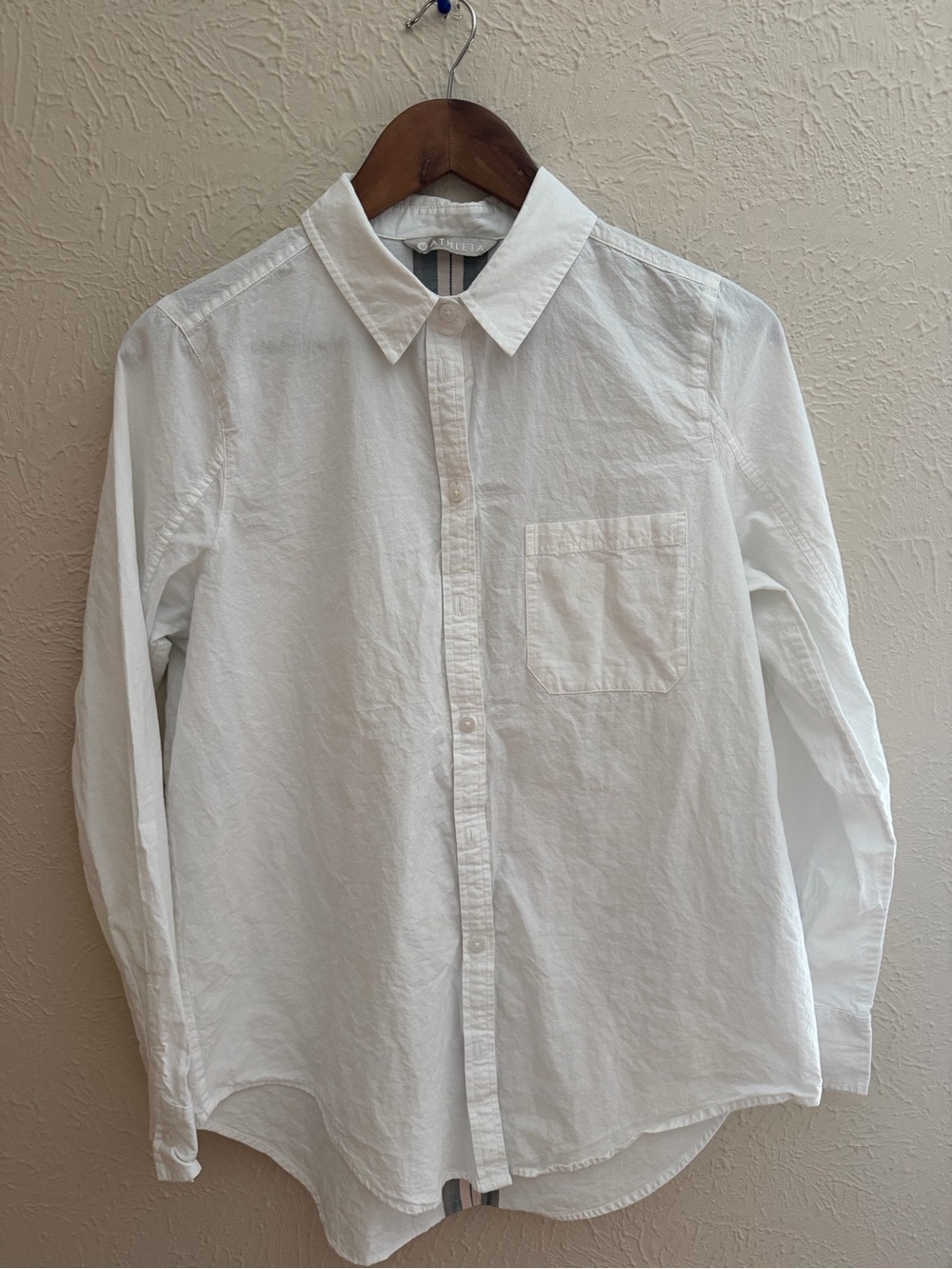 Athleta Marinwood Stripe Back Button Down Shirt – White – Women’s Medium